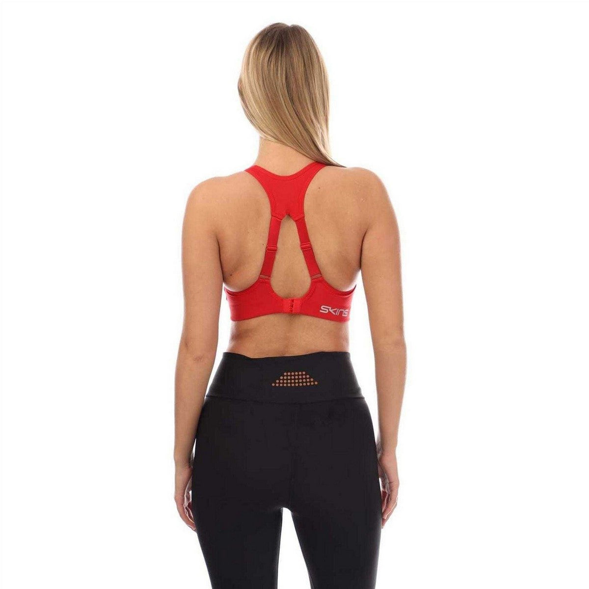 Red - Back - Skins Womens-Ladies Series-3 Sports Bra
