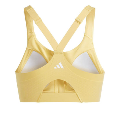 Yellow - Back - Adidas Womens-Ladies Zip Front Snug Fit Sports Bra