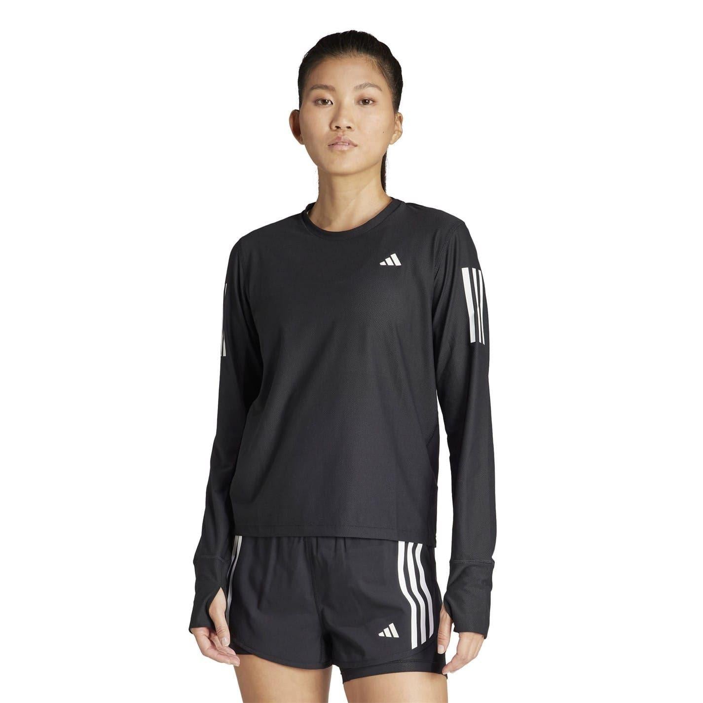 Black - Lifestyle - Adidas Womens-Ladies Own The Run Long-Sleeved Top