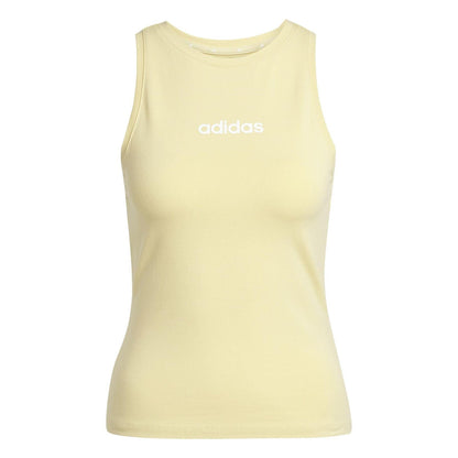 Powdery Yellow - Front - Adidas Womens-Ladies Linear Cotton Tank Top