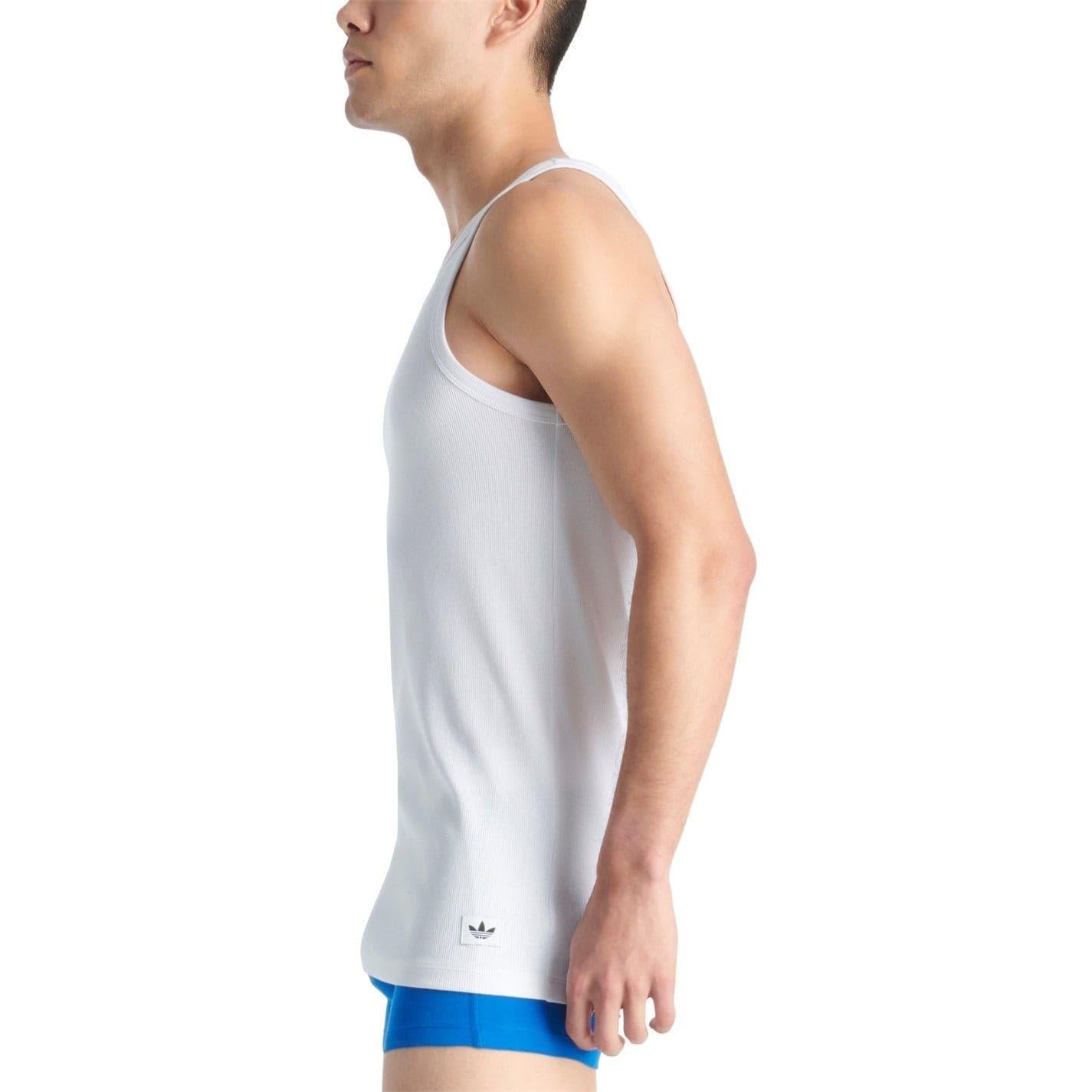 White - Back - Adidas Mens Relaxed Fit Tank Top (Pack of 2)