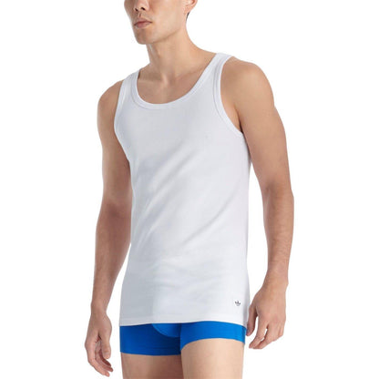 White - Side - Adidas Mens Relaxed Fit Tank Top (Pack of 2)