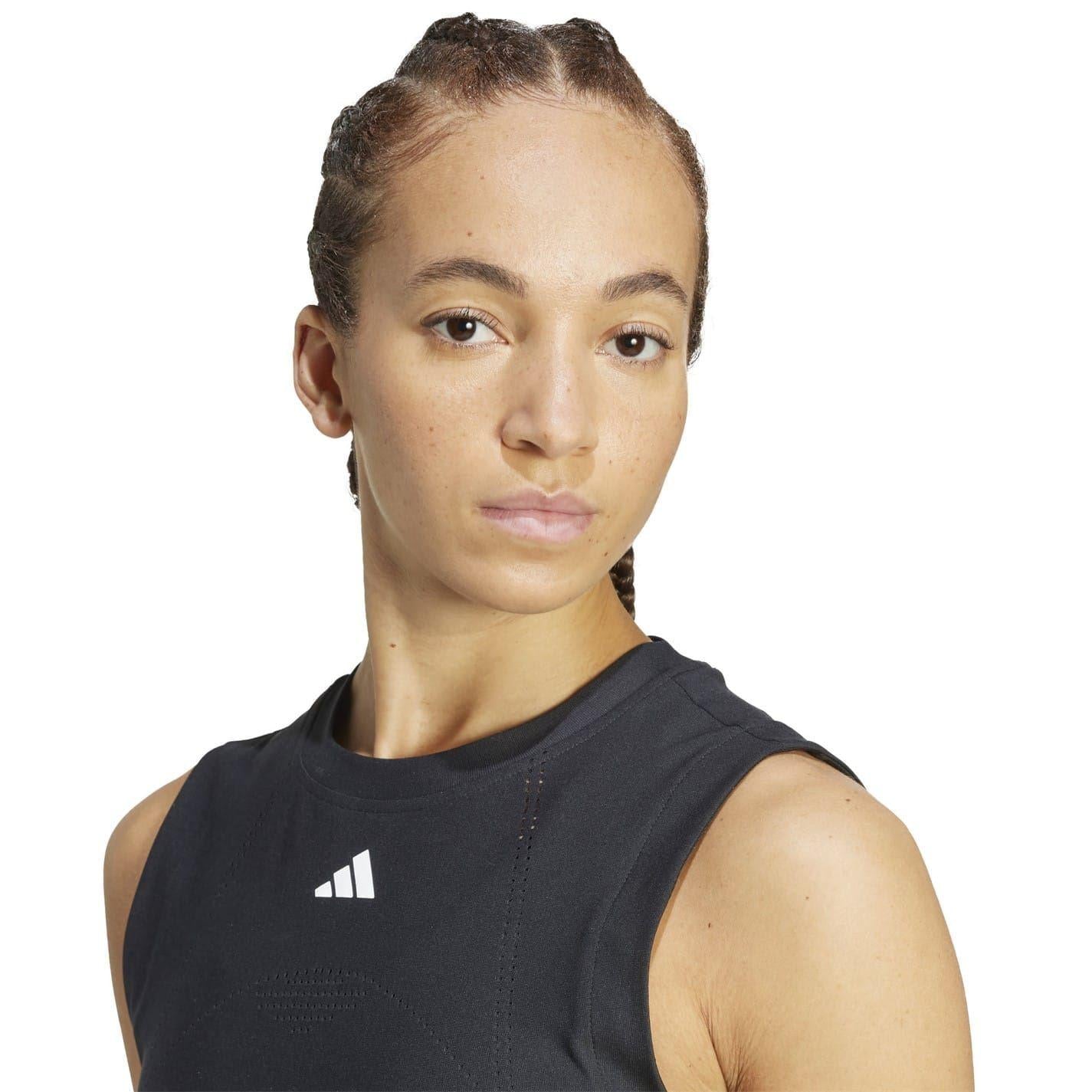 Black - Side - Adidas Womens-Ladies Regular Tennis Vest Top