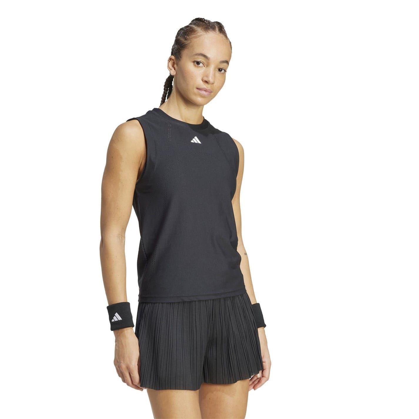 Black - Pack Shot - Adidas Womens-Ladies Regular Tennis Vest Top
