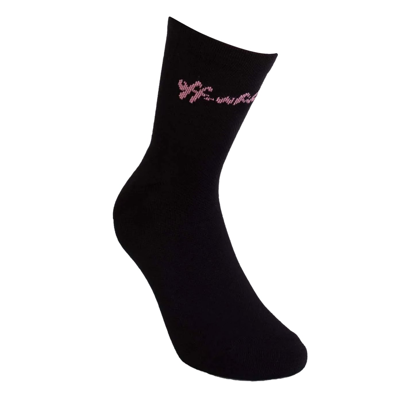 Black-Pink - Front - Off White Womens-Ladies Script Logo Socks