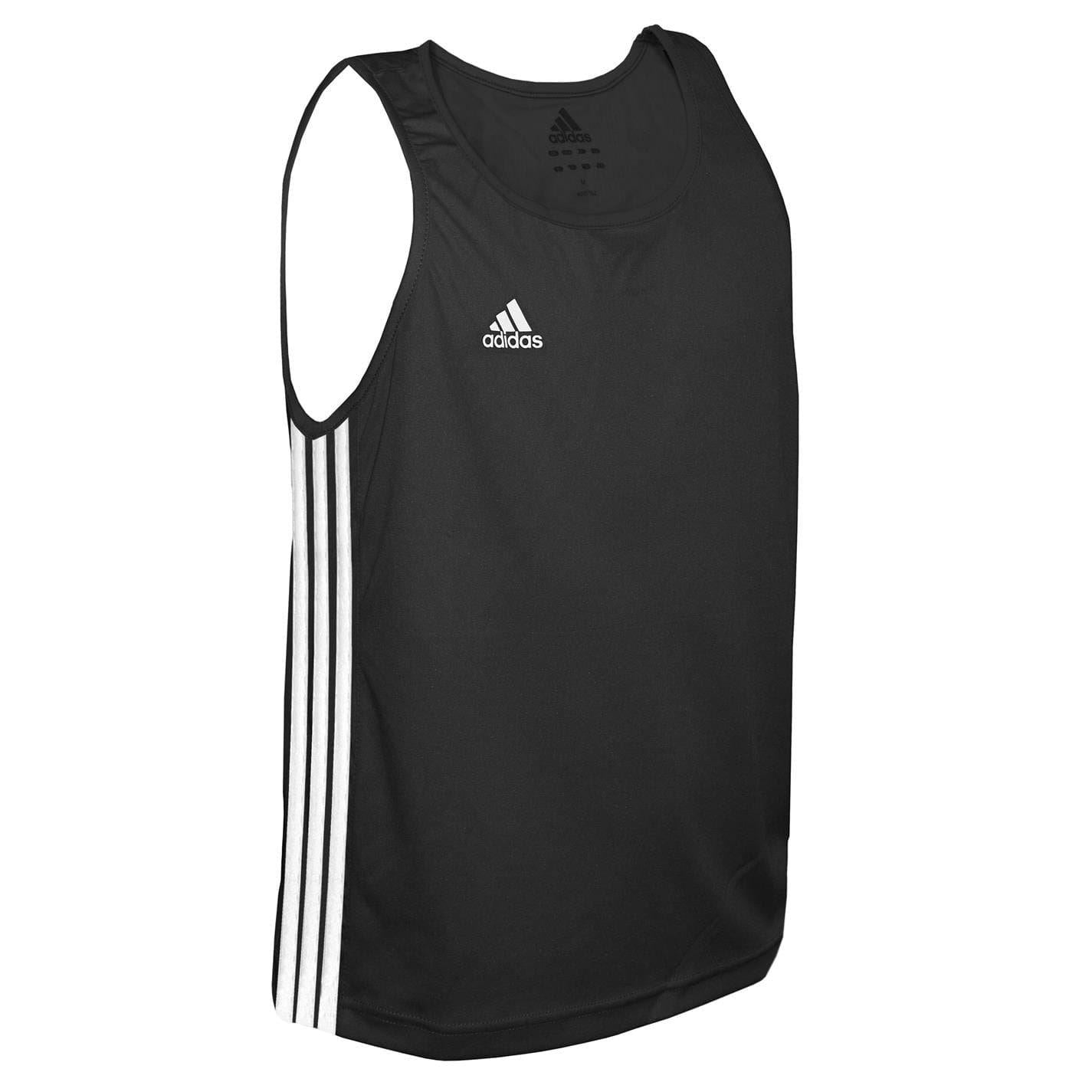 Black - Front - Adidas Unisex Adult 3 Stripes Lightweight Boxing Vest