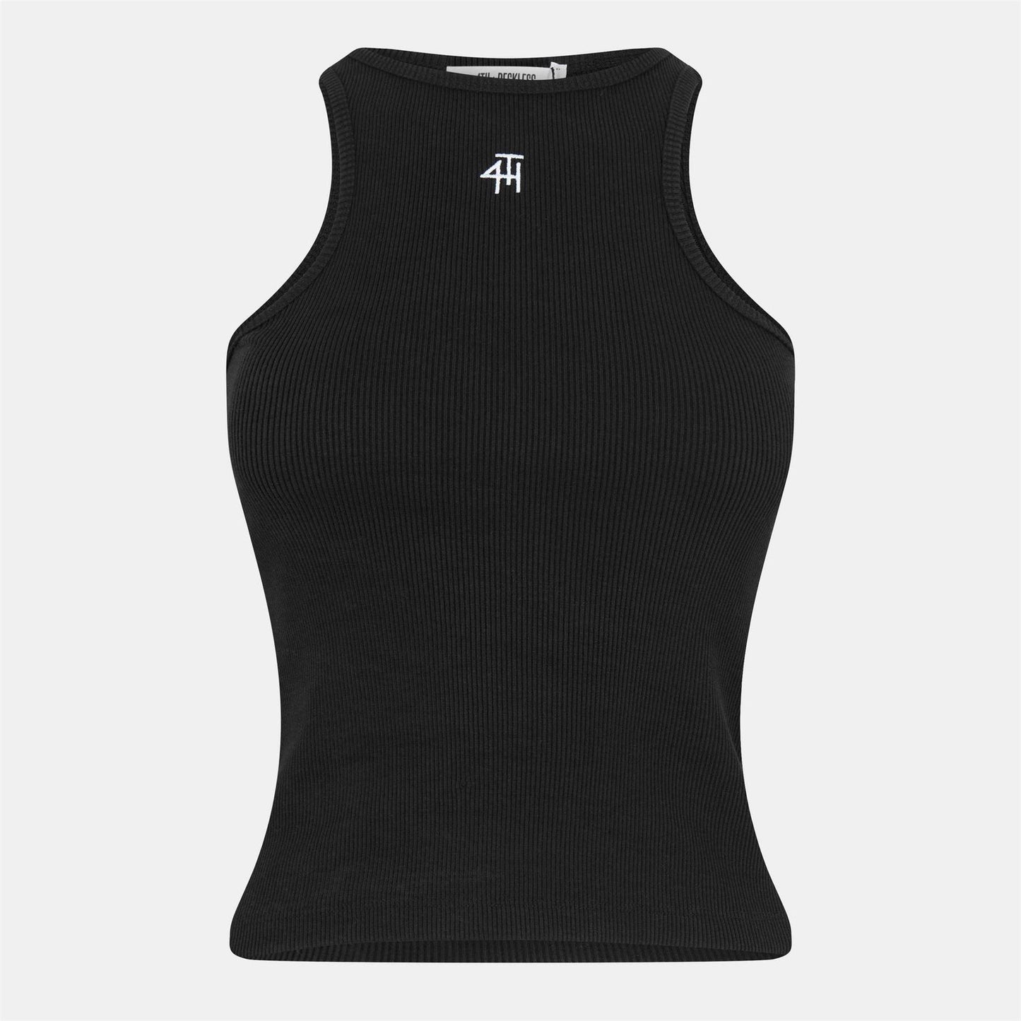 Black - Front - 4th & Reckless Womens-Ladies Ribbed Tank Top