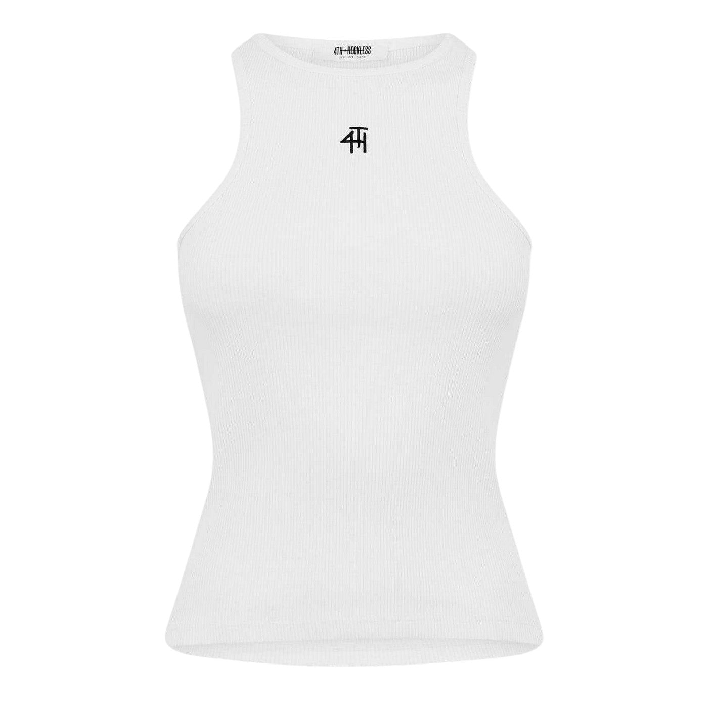 White - Front - 4th & Reckless Womens-Ladies Ribbed Tank Top