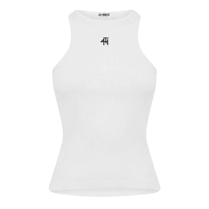 White - Front - 4th & Reckless Womens-Ladies Ribbed Tank Top