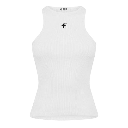 White - Front - 4th & Reckless Womens-Ladies Ribbed Tank Top