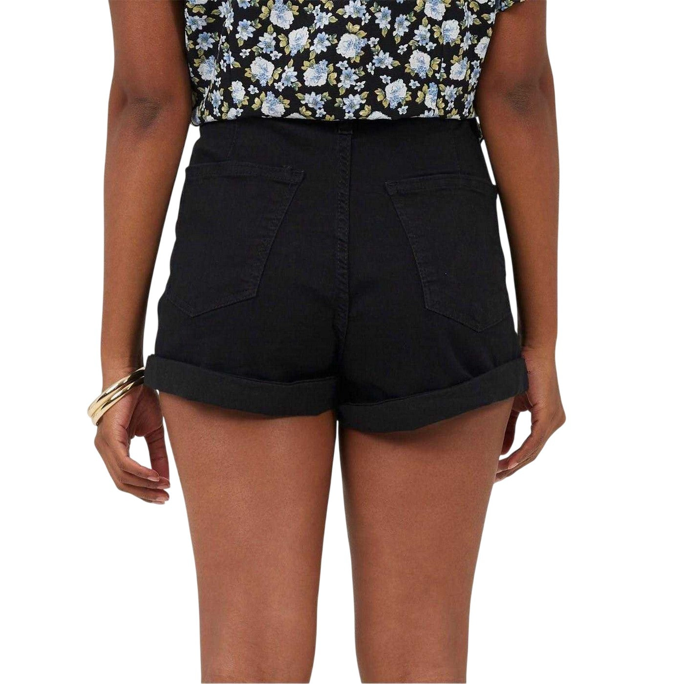 Black - Back - Brave Soul Womens-Ladies Denim High Rise Shorts