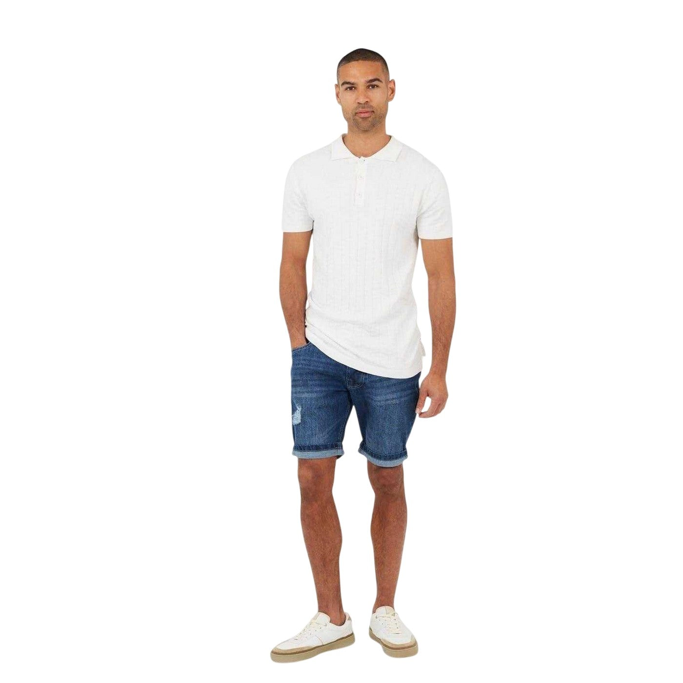 Light Blue Faded - Lifestyle - Brave Soul Mens Denim Distressed Shorts