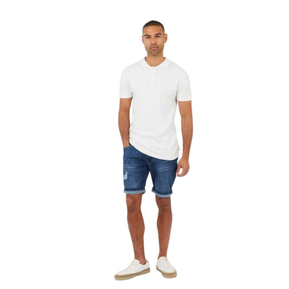 Light Blue Faded - Lifestyle - Brave Soul Mens Denim Distressed Shorts