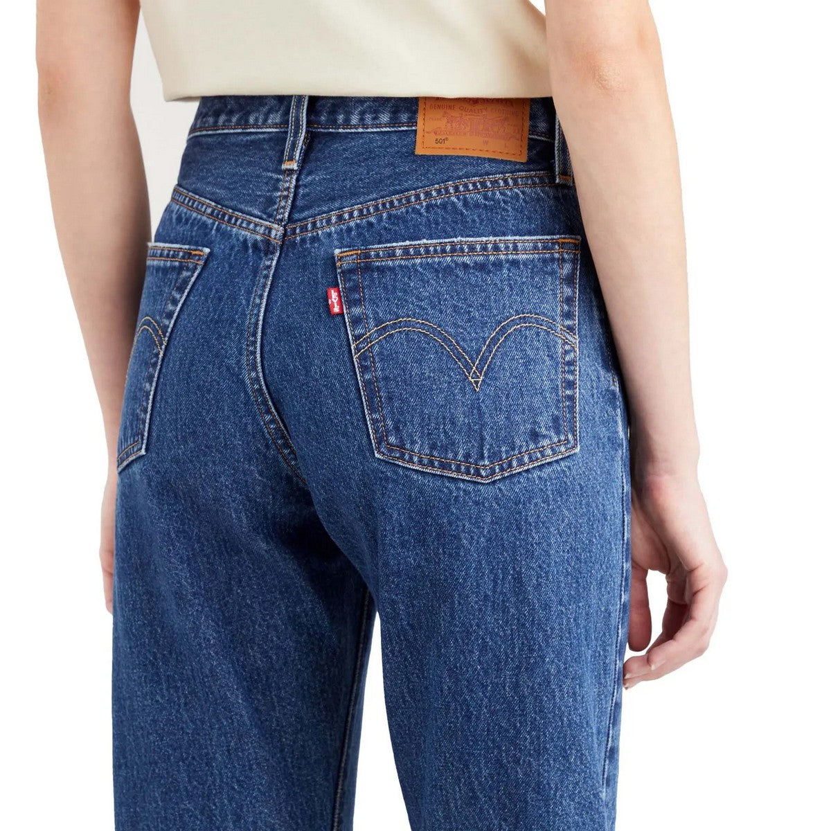 Denim - Side - Levis Womens-Ladies 501 Cropped Jeans