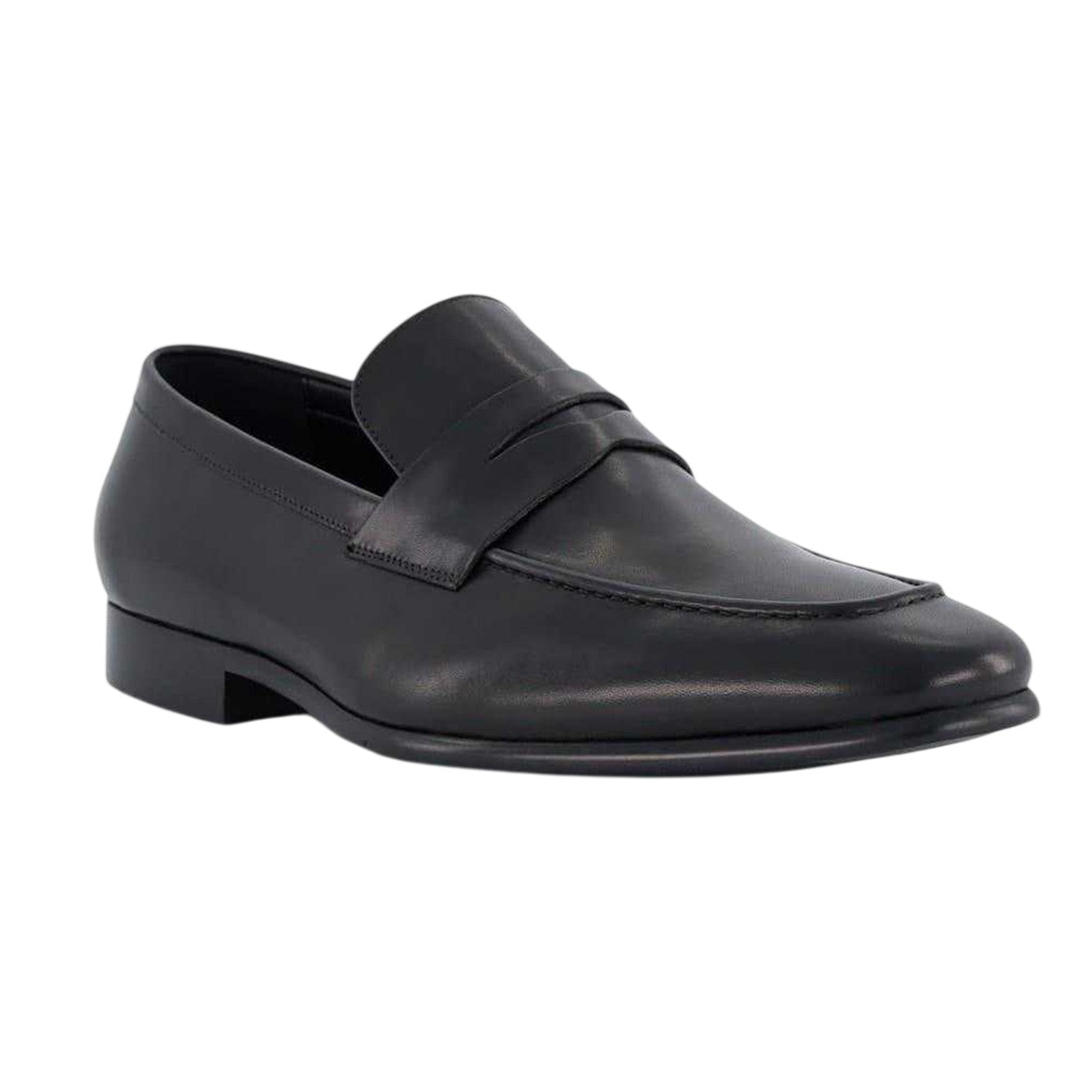 Black - Front - Dune London Mens Leather Penny Loafers