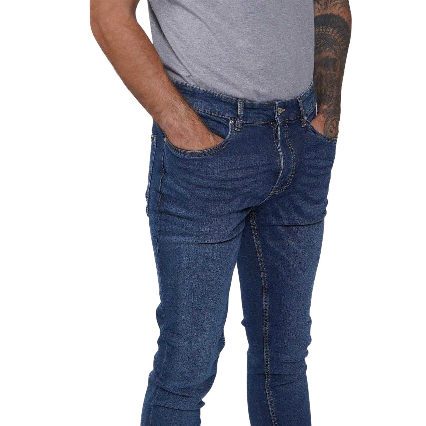 Dark Wash - Side - Firetrap Mens Denim Skinny Jeans