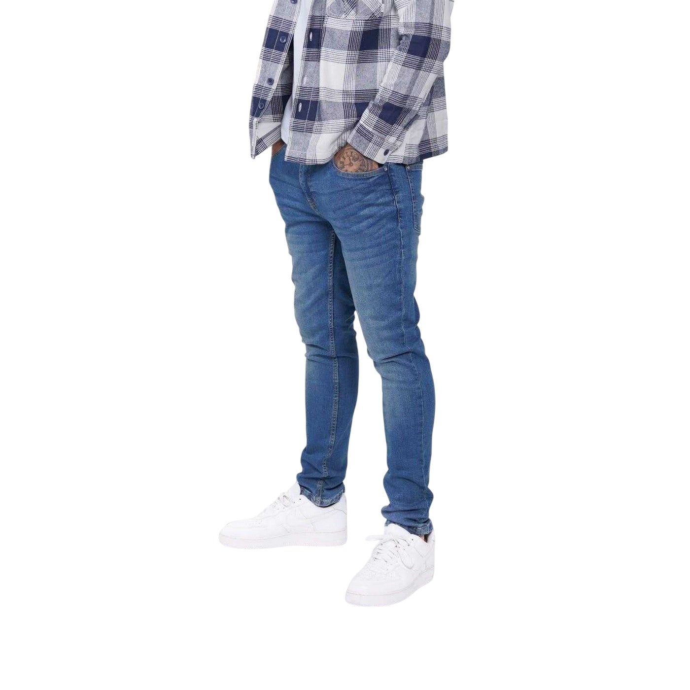 Mid Blue - Back - Firetrap Mens Denim Skinny Jeans