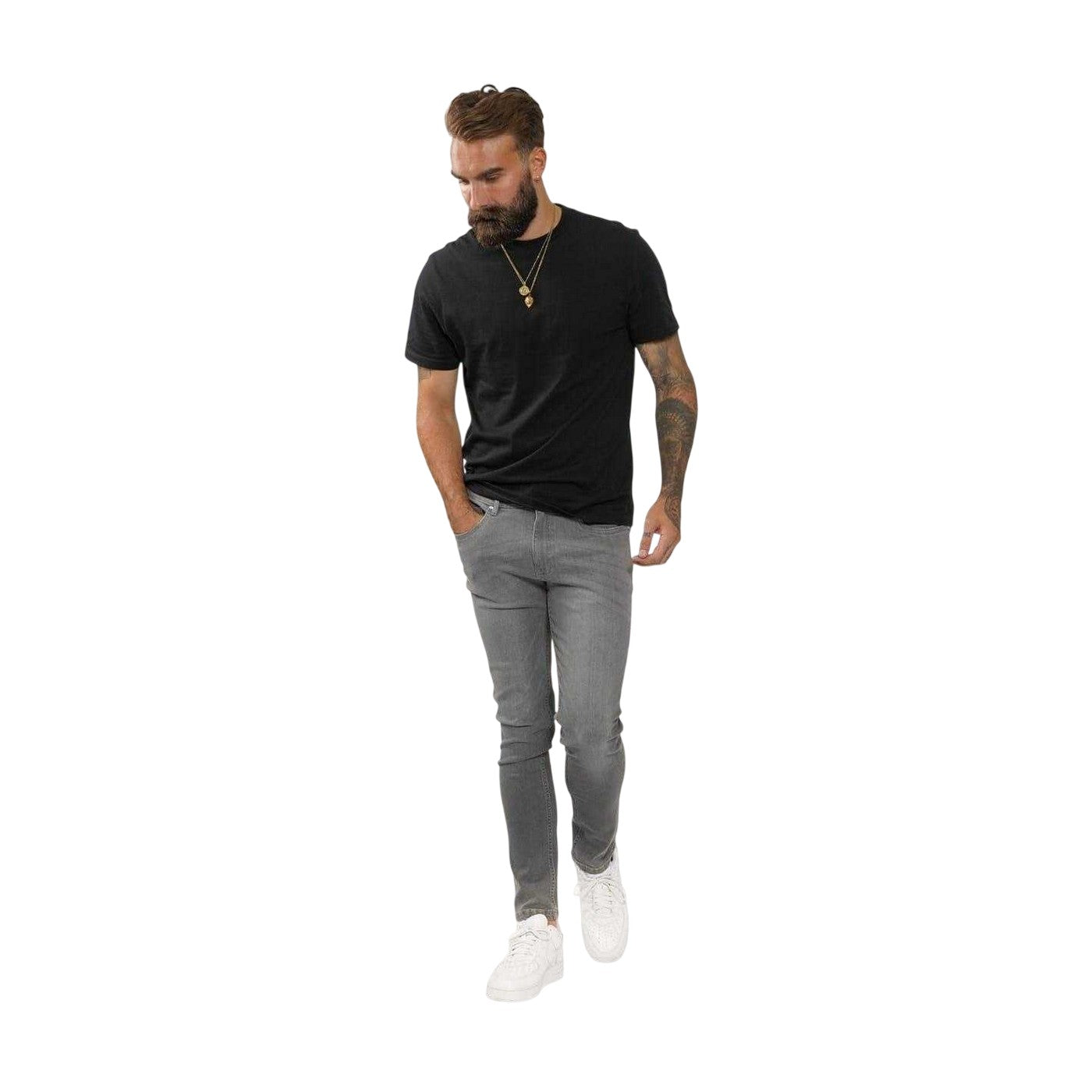 Charcoal - Pack Shot - Firetrap Mens Denim Skinny Jeans