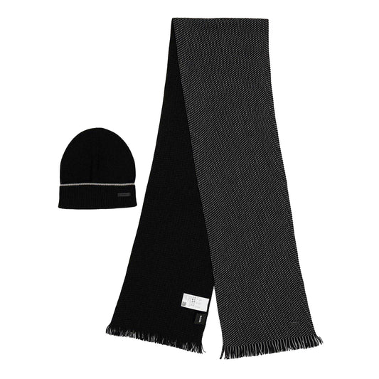 Black - Front - Boss Mens Midweight Midweight Hat And Scarf Set