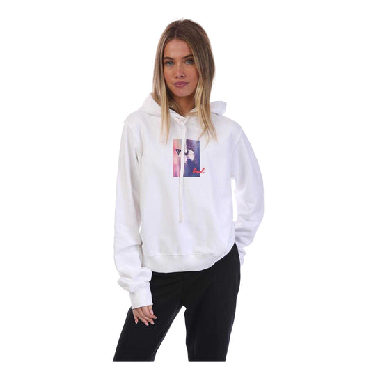 White - Front - Diesel Womens-Ladies Reggy Relaxed Fit Hoodie