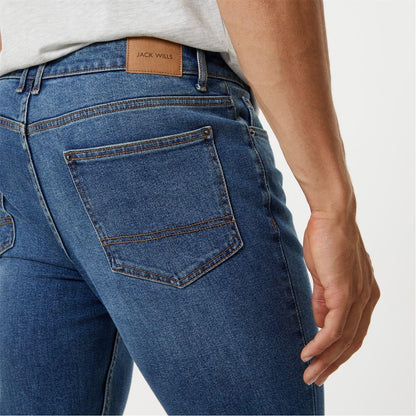 Mid Indigo - Side - Jack Wills Mens Denim Skinny Jeans