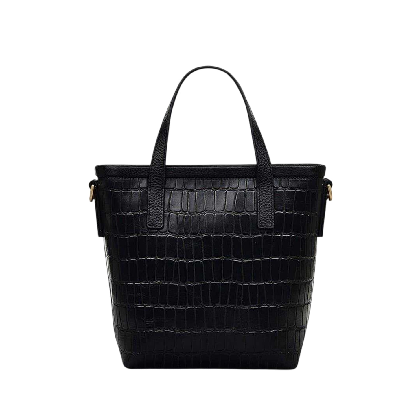 Black - Back - Radley Brompton Croc Leather Trim Handbag