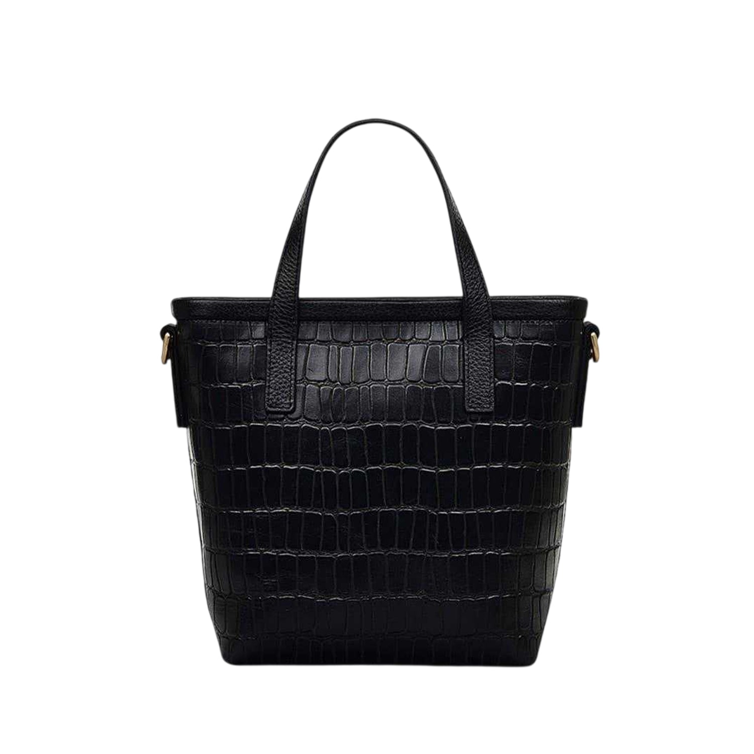 Black - Back - Radley Brompton Croc Leather Trim Handbag