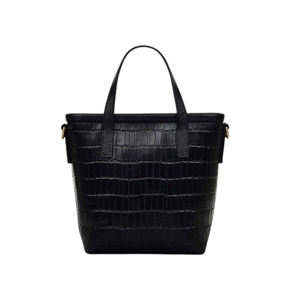 Black - Back - Radley Brompton Croc Leather Trim Handbag
