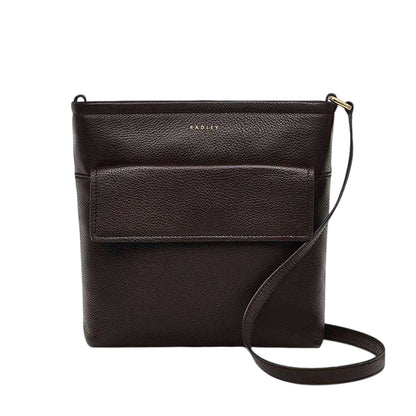 Brown - Front - Radley Brompton Croc Leather Trim Handbag