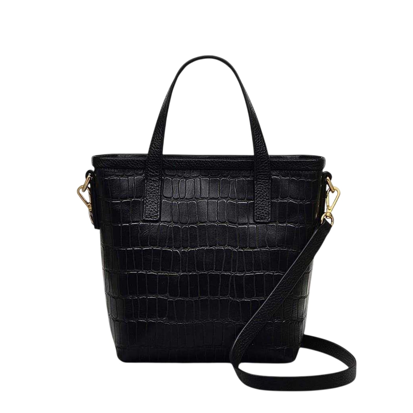 Black - Front - Radley Brompton Croc Leather Trim Handbag