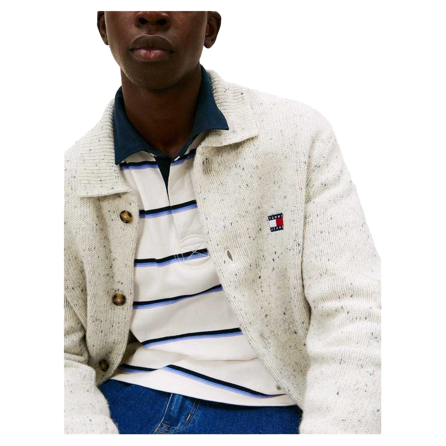 Black Marl - Side - Tommy Jeans Mens Cardigan