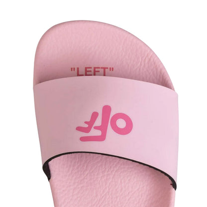 Pink - Lifestyle - Off White Childrens-Kids Leather Pool Sliders