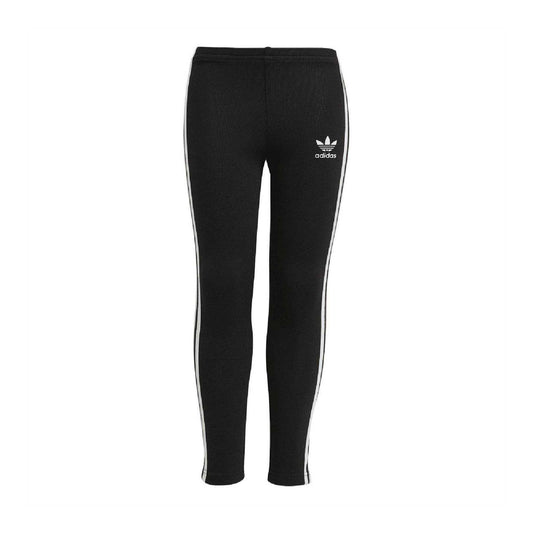 Black - Front - Adidas Girls Adicolor Cotton 3 Stripes Tight Leggings