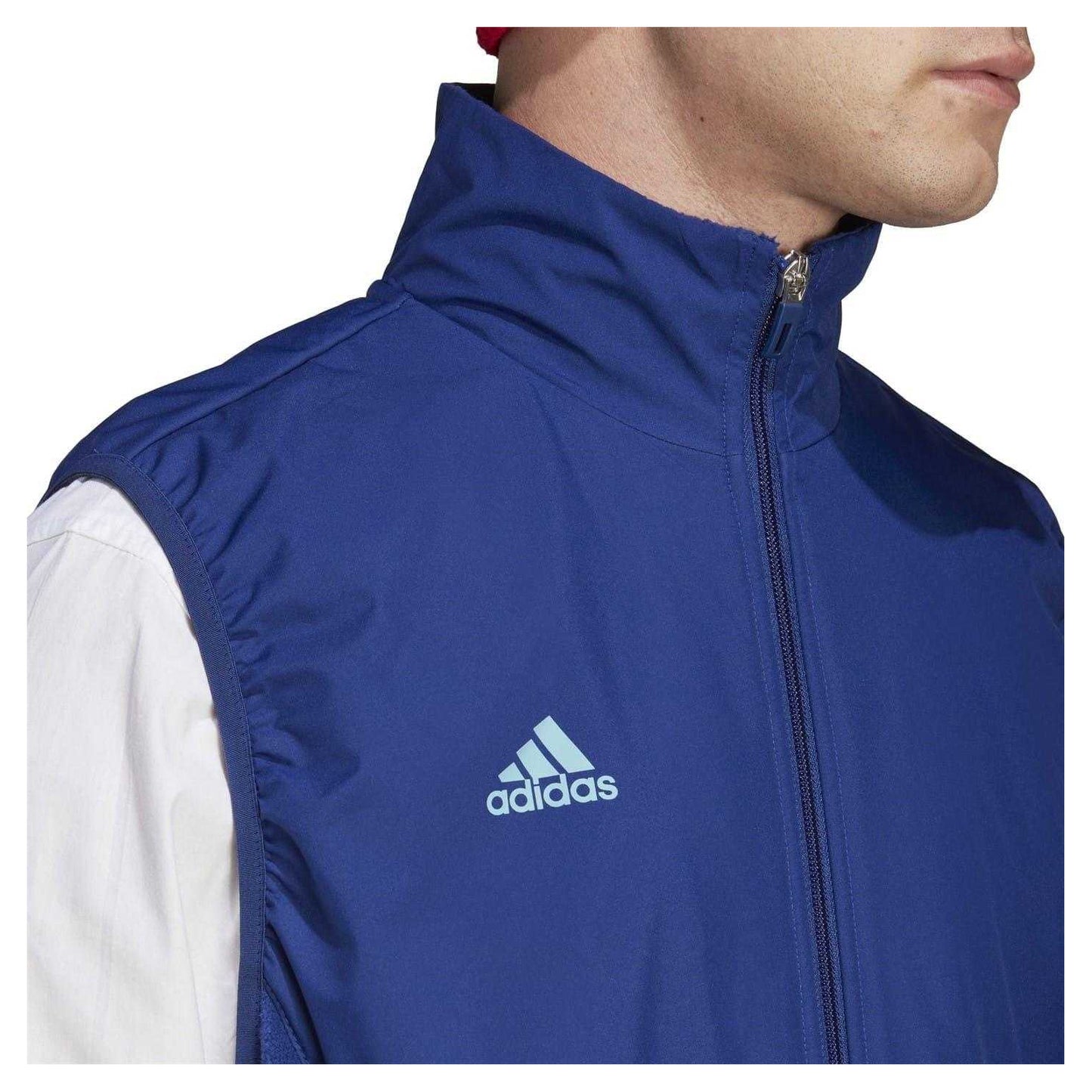 Blue - Side - Adidas Mens Tiro Sport Gilet