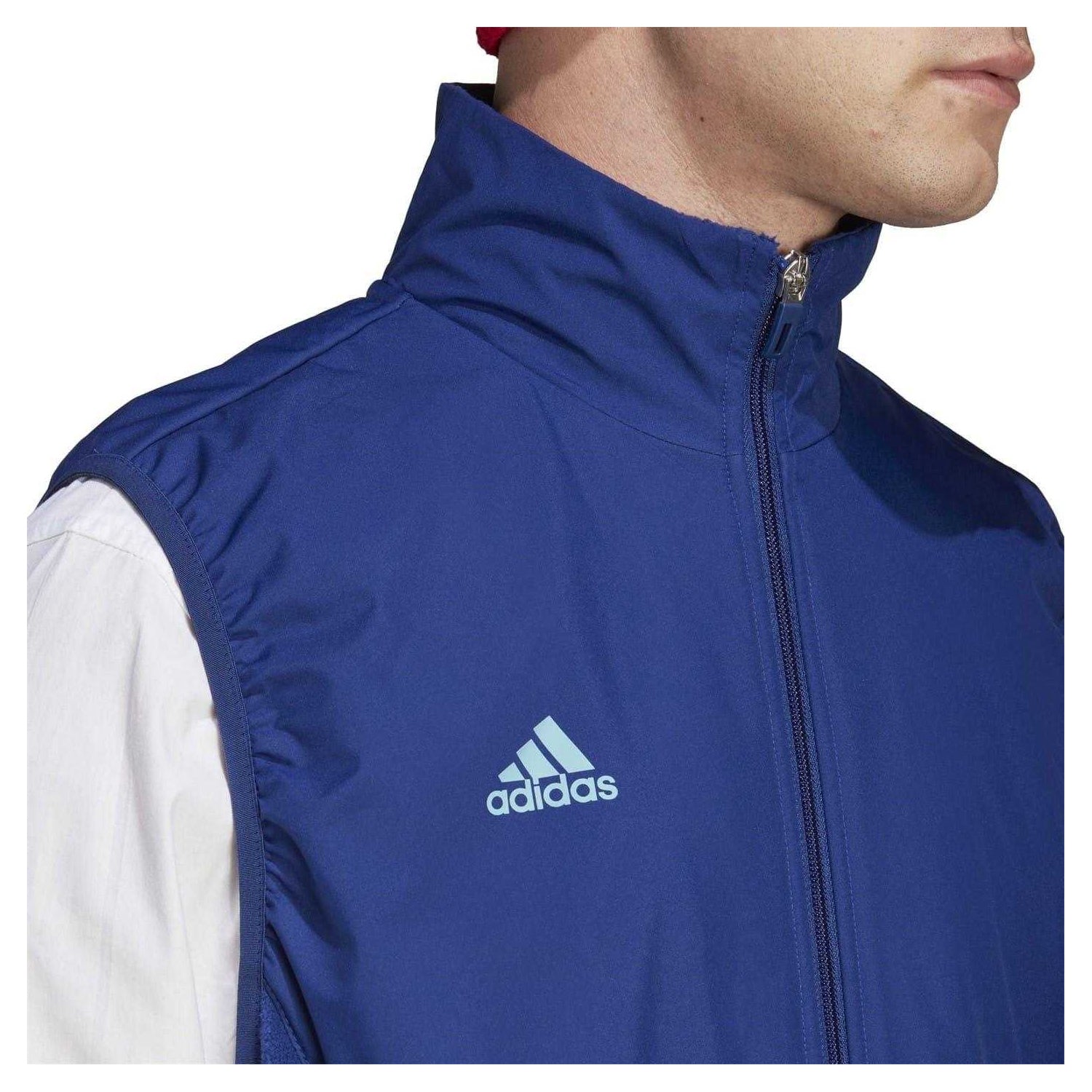 Blue - Side - Adidas Mens Tiro Sport Gilet