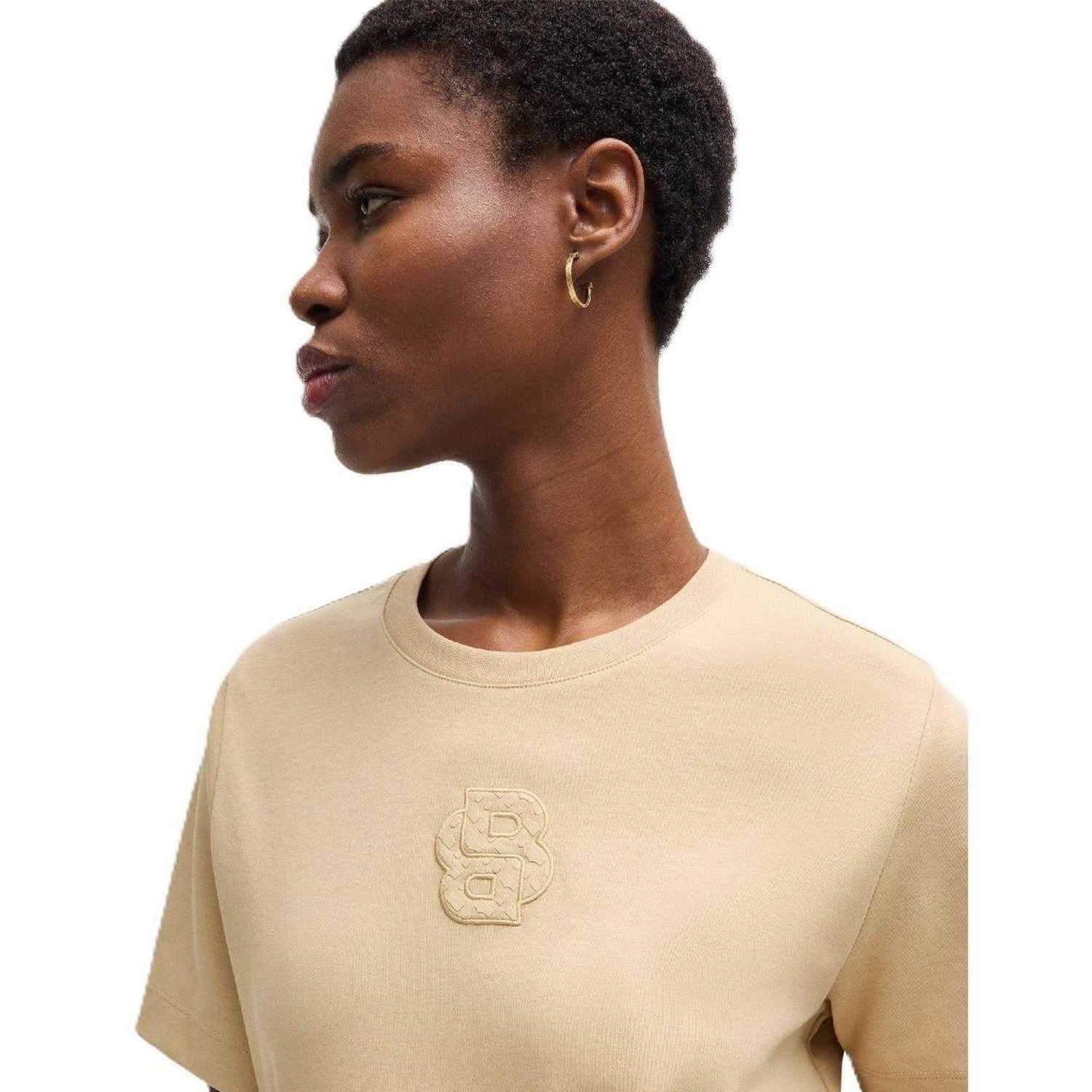 Medium Beige - Side - Hugo Boss Womens-Ladies Ecosa2 T-Shirt