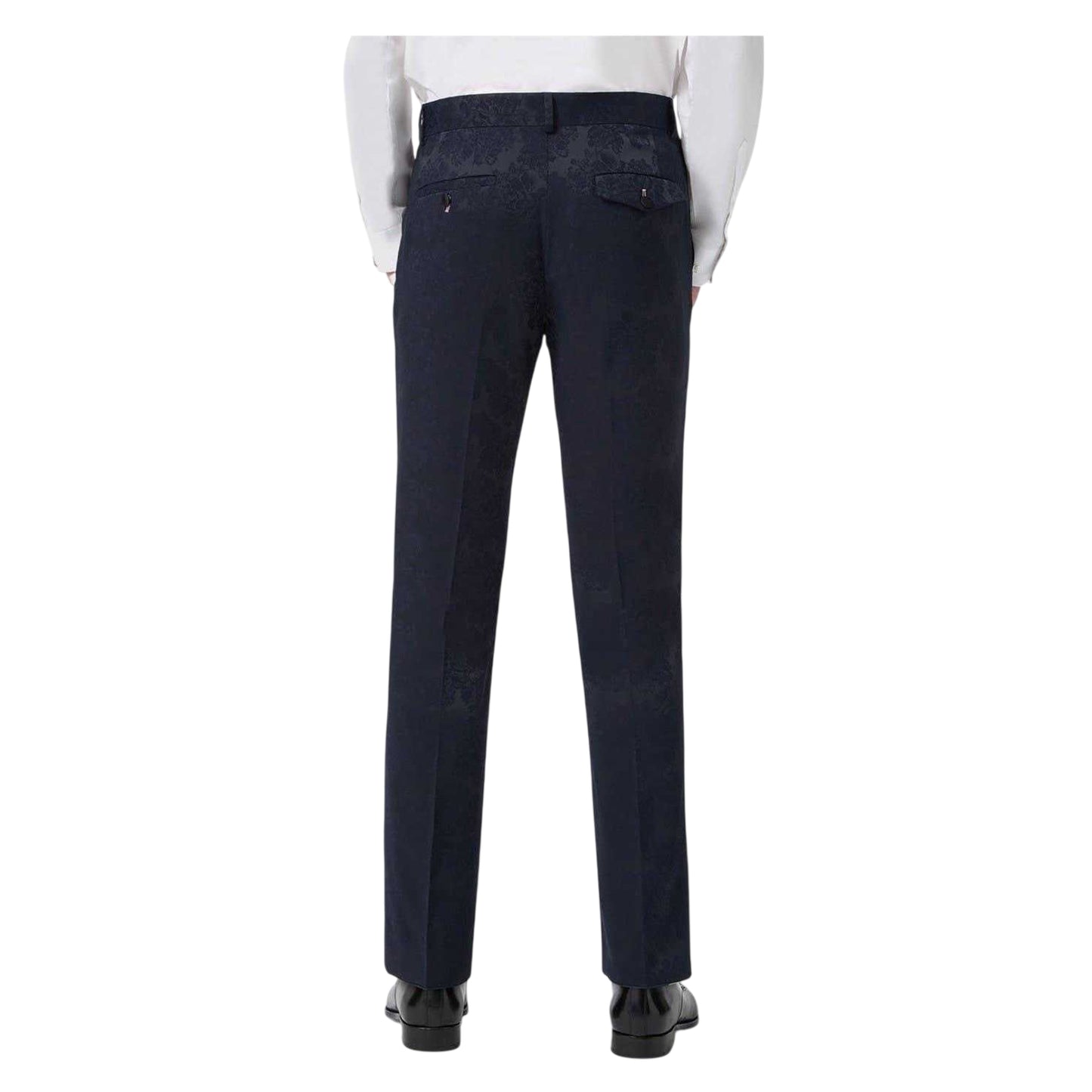 Navy - Back - Twisted Tailor Mens Slim Formal Tuxedo Trousers
