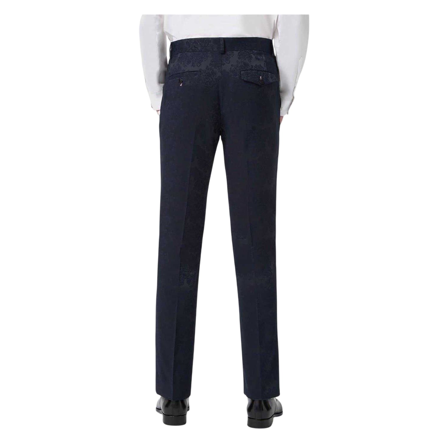 Navy - Back - Twisted Tailor Mens Slim Formal Tuxedo Trousers