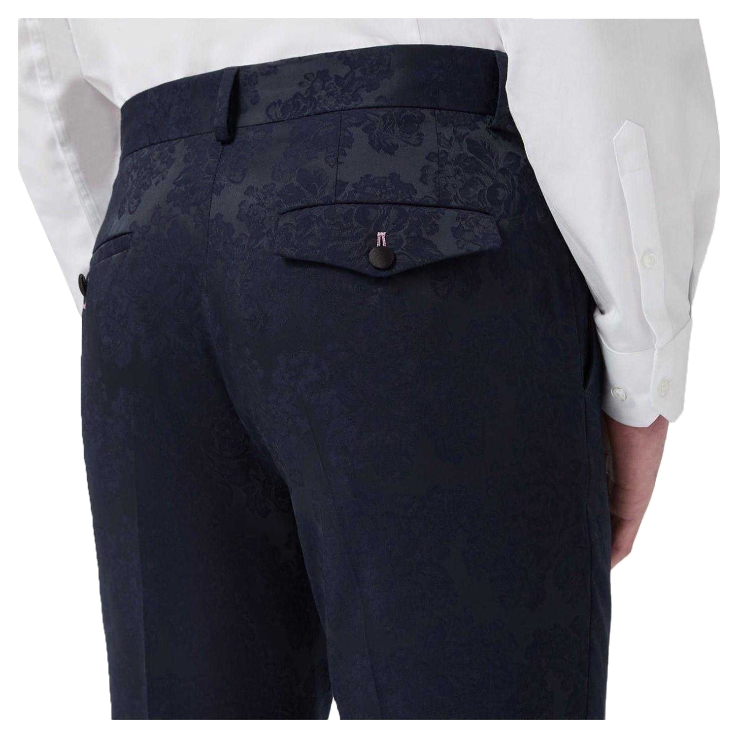 Navy - Side - Twisted Tailor Mens Slim Formal Tuxedo Trousers