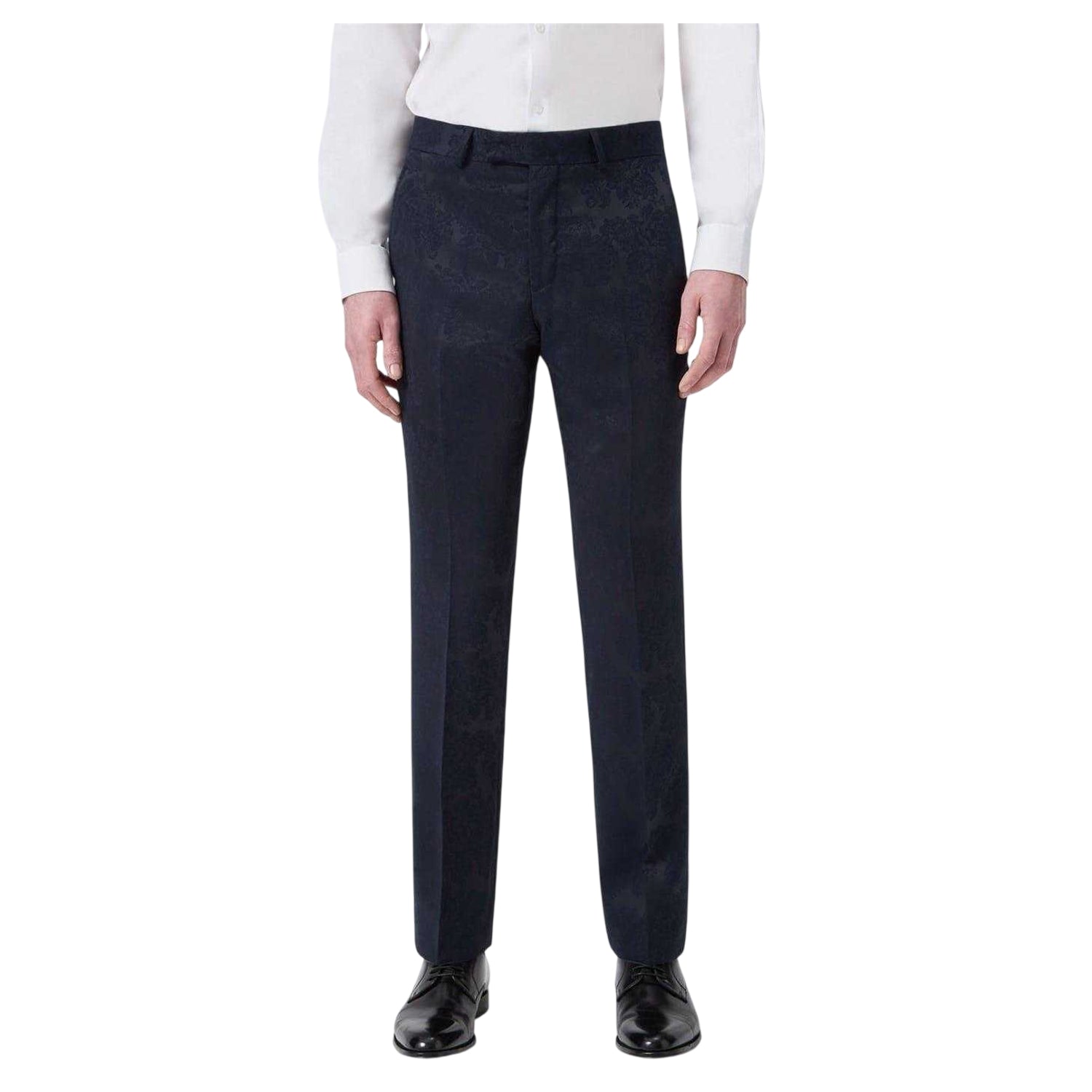 Navy - Front - Twisted Tailor Mens Slim Formal Tuxedo Trousers