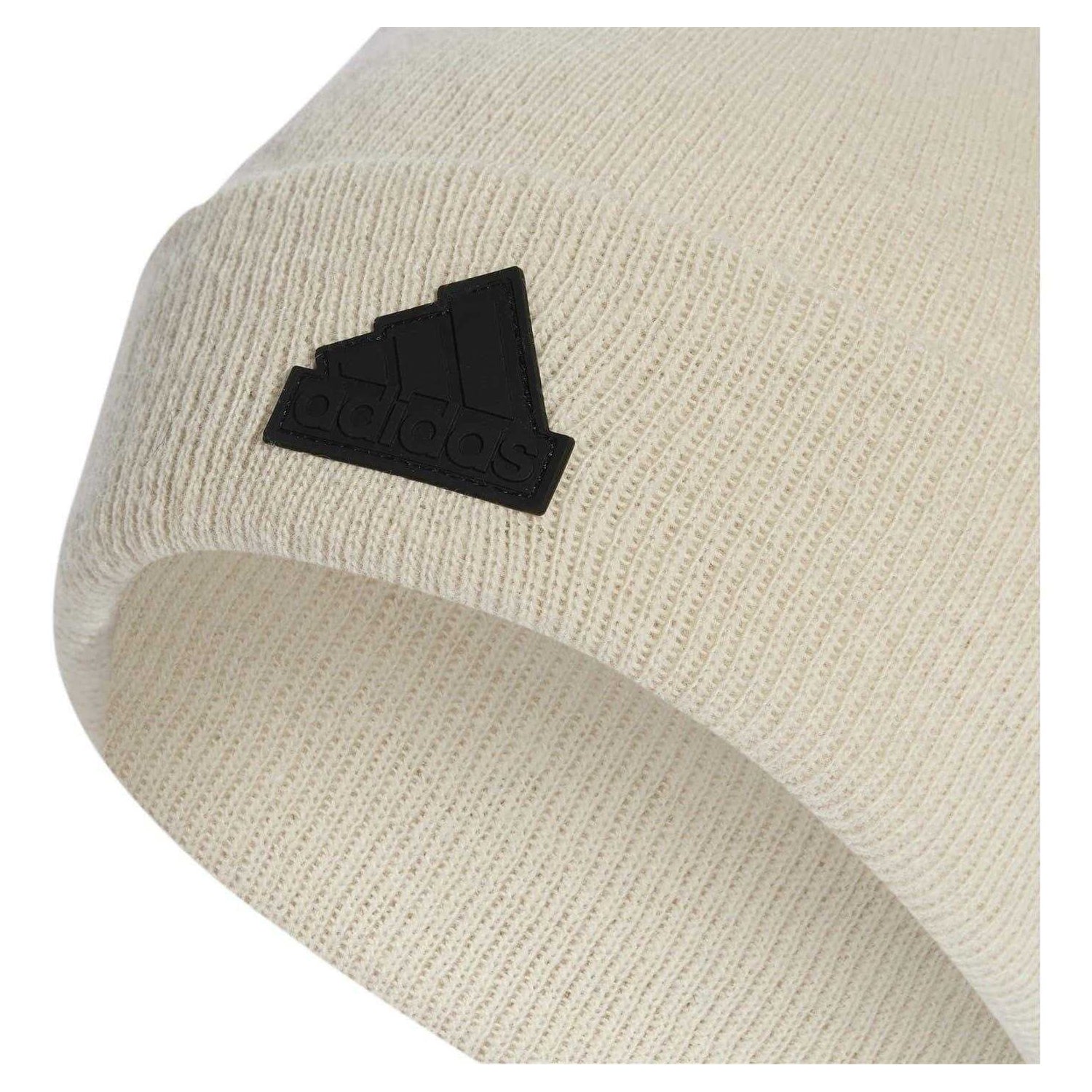 Alumina-Black - Side - Adidas Mens Tec Bea Rubberised Logo Cold.Rdy Beanie
