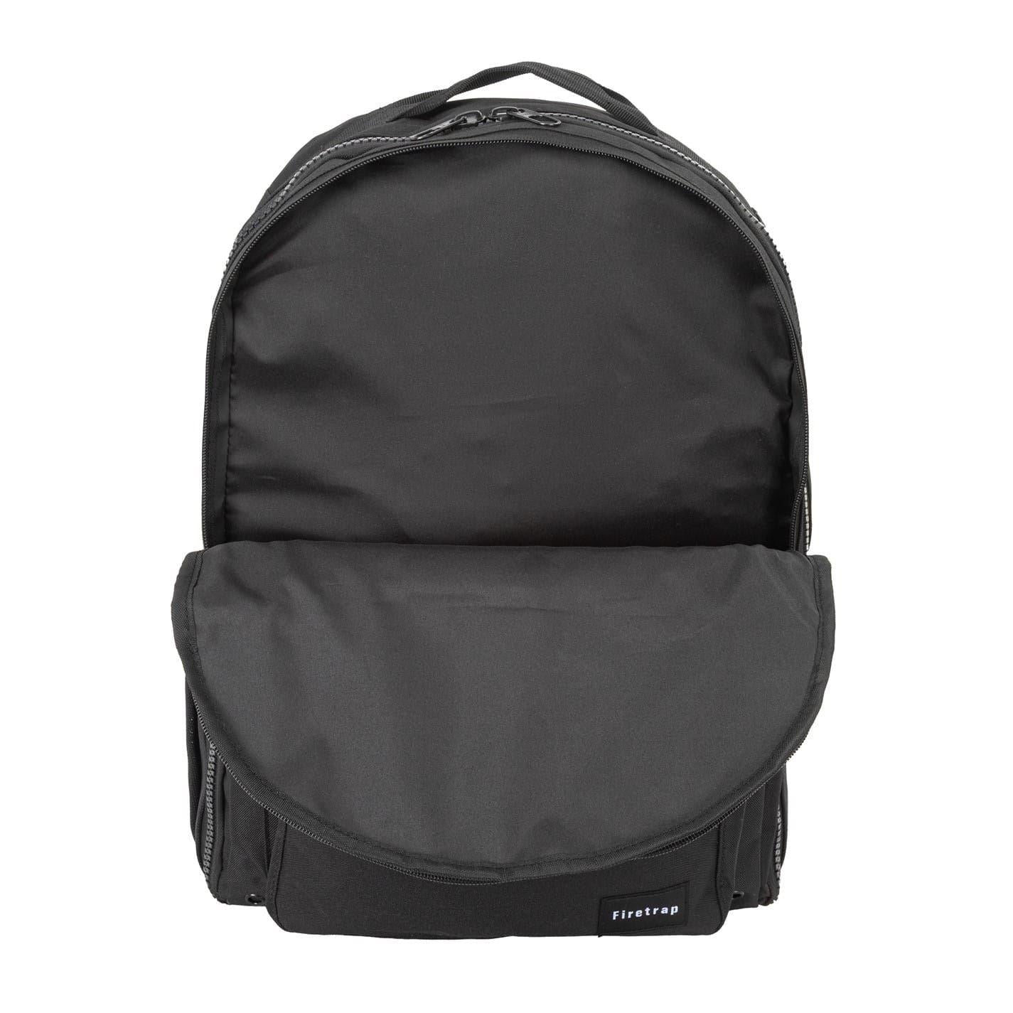Black - Back - Firetrap City Logo Polyester Backpack