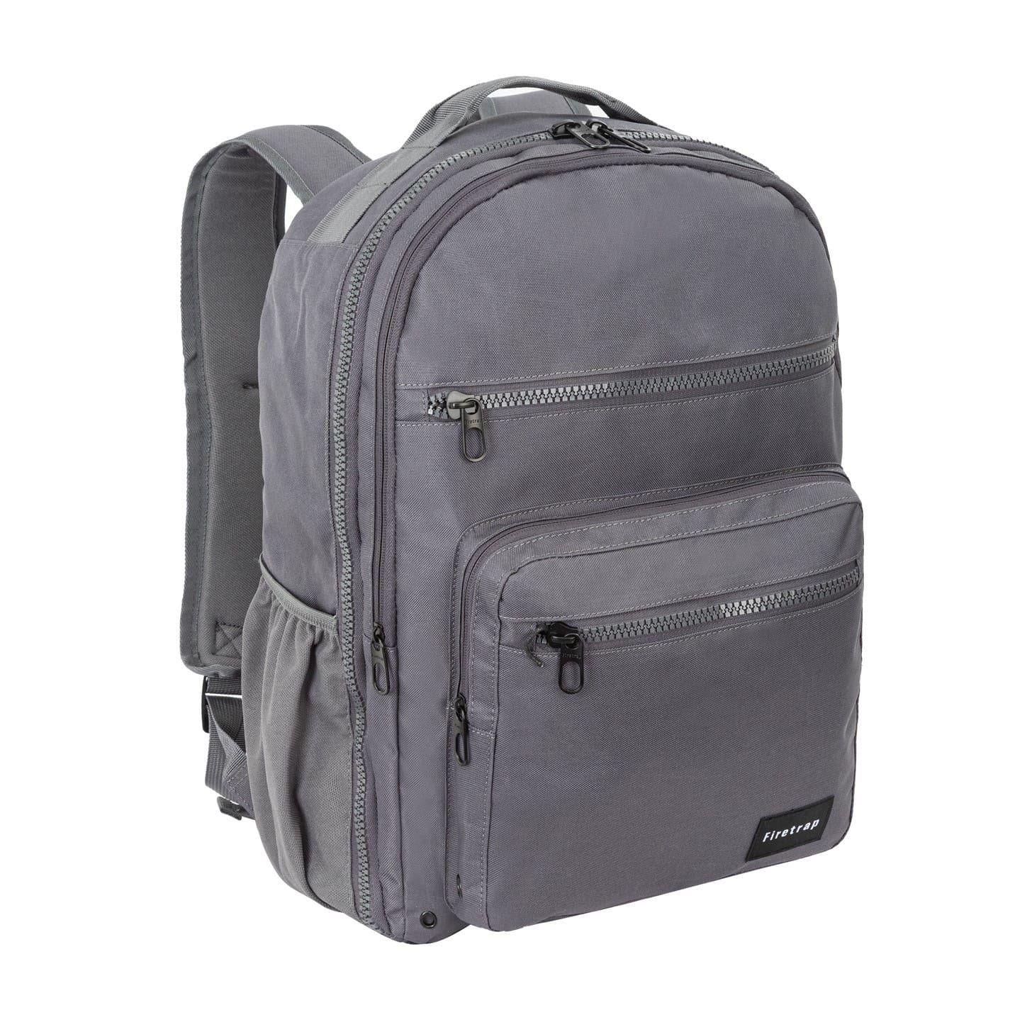 Grey - Side - Firetrap City Logo Polyester Backpack