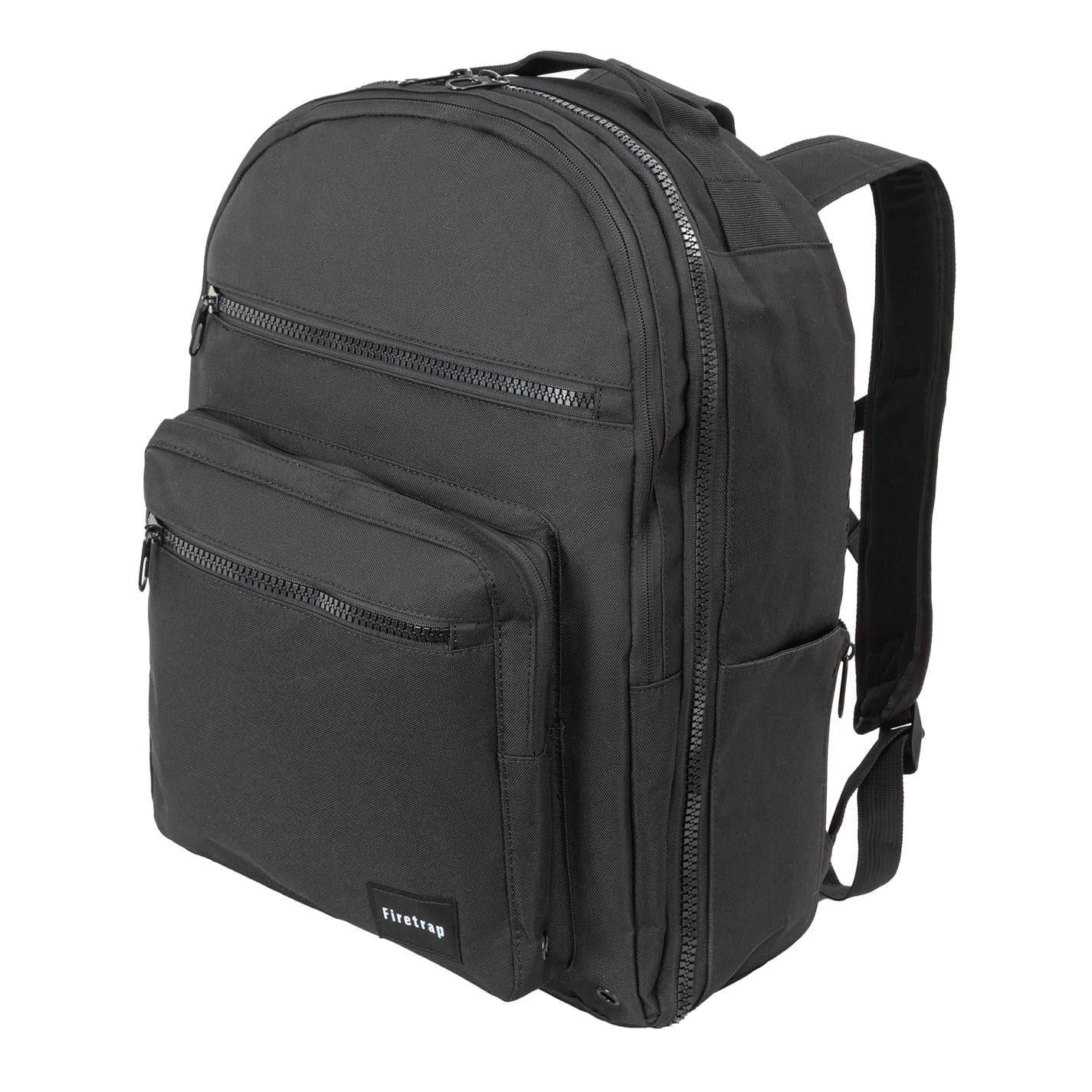 Black - Front - Firetrap City Logo Polyester Backpack