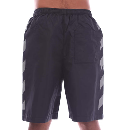 Black - Back - Off White Mens Diagonal Surfer Swim Shorts
