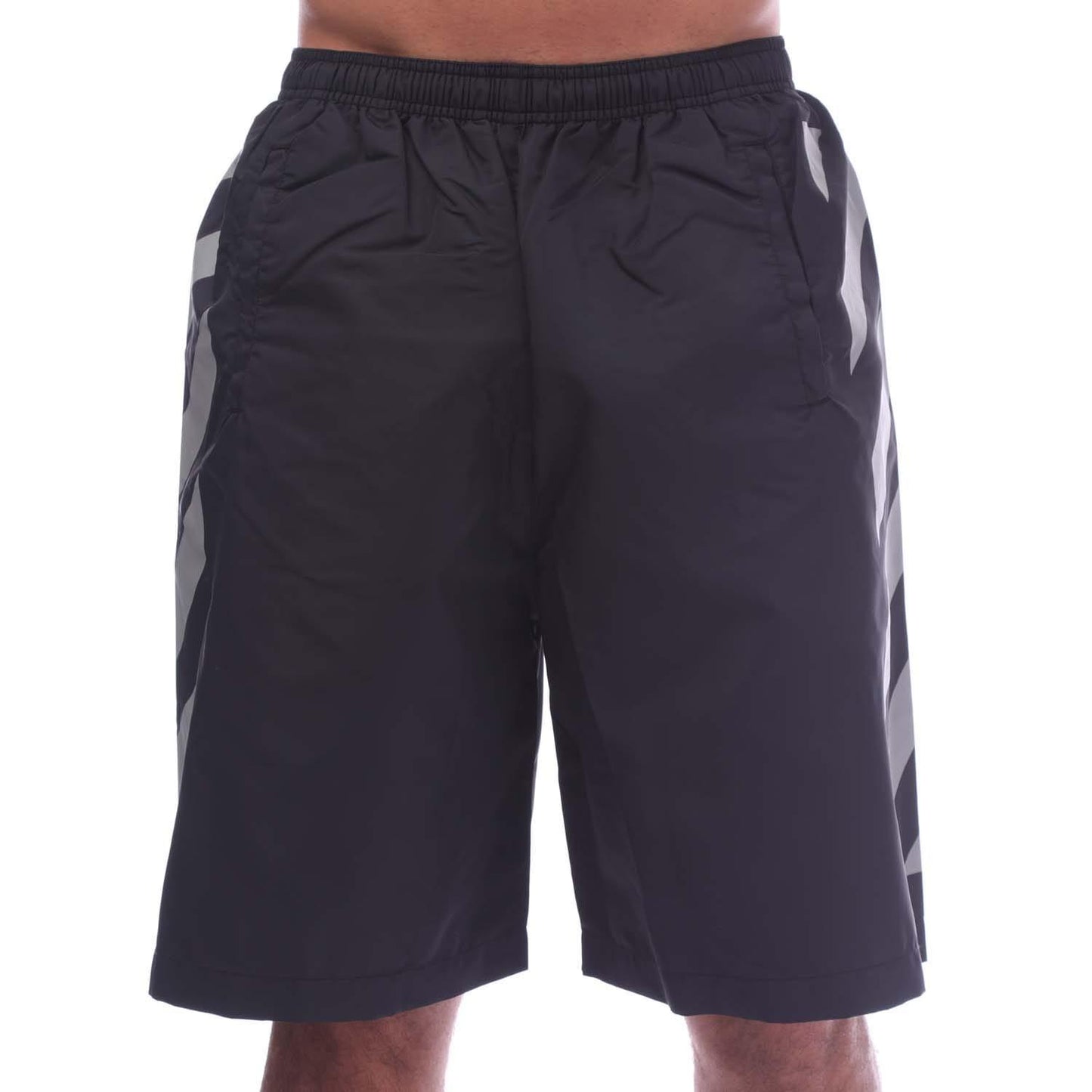Black - Front - Off White Mens Diagonal Surfer Swim Shorts