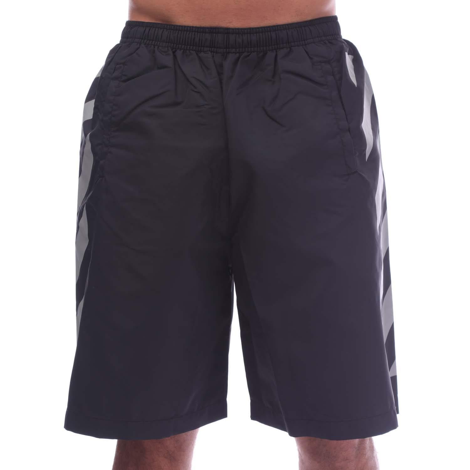 Black - Front - Off White Mens Diagonal Surfer Swim Shorts
