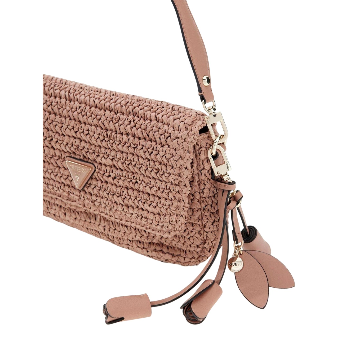 Strawberry - Side - Guess Logo Straw Shoulder Bag