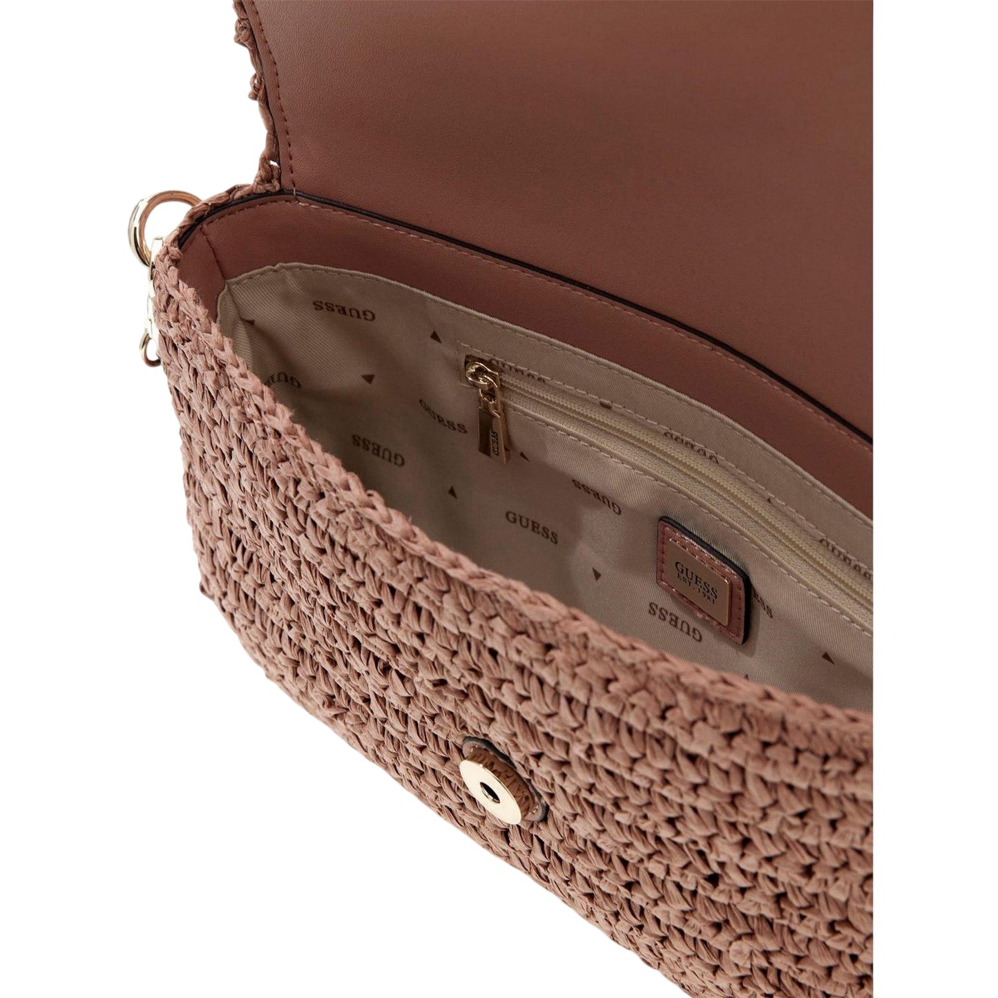 Strawberry - Lifestyle - Guess Logo Straw Shoulder Bag