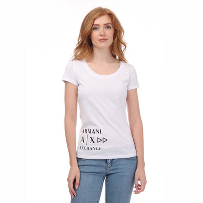 White - Front - Armani Womens-Ladies Slim T-Shirt